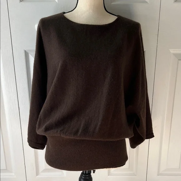 Vintage Katherine Kelly Chocolate Brown Cashmere Dolman Sweater Size Large - Picture 10 of 16
